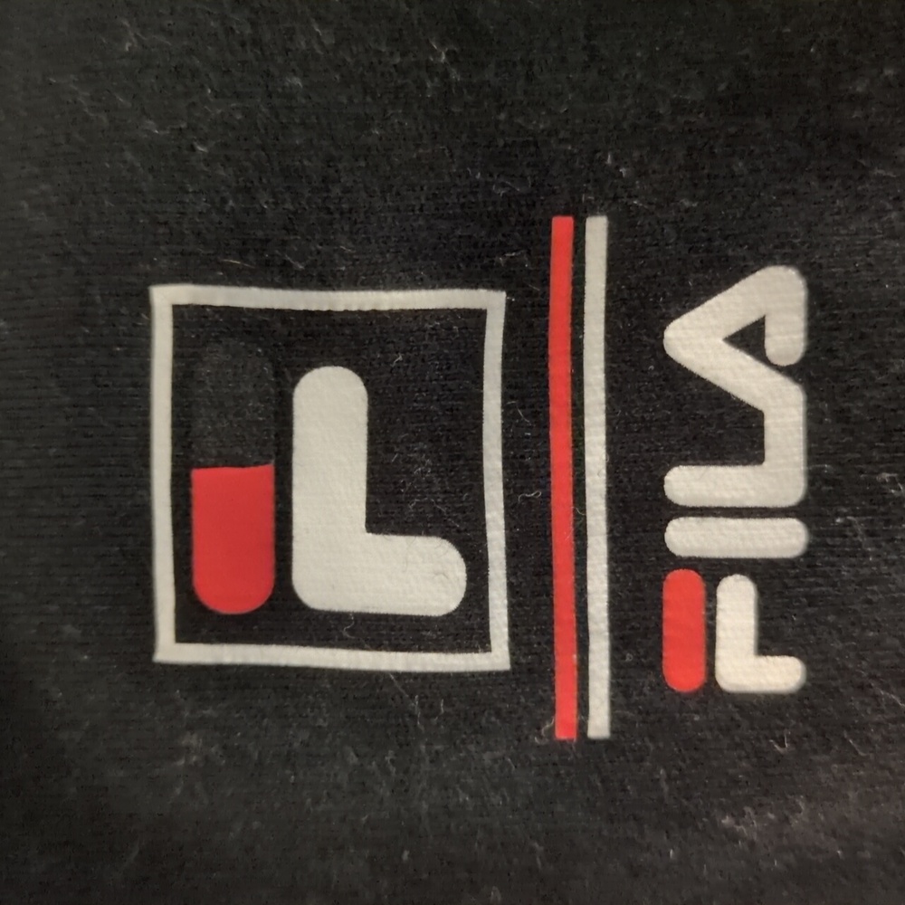 Fila Color Block Thick Warm Winter Comfy Cozy Black & Gray Cotton Sweatshirt M - Picture 4 of 5